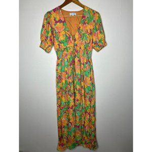 Lost + Wander Small Orange Green Pastel Floral Dress
